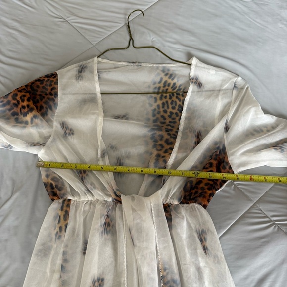 Leopard Cheetah Print Sheer Robe Swim Coverup Maxi Long Sleeve - Picture 8 of 10